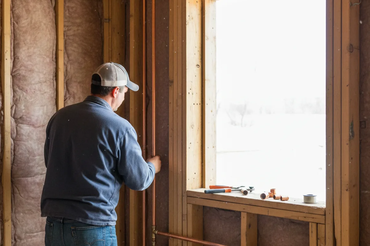 Licensed plumber running new copper supply lines in a Hudson home